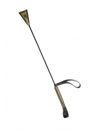 Черно-золотистый стек с хлопушкой из кожи - 62 см. - Sitabella - купить с доставкой в Батайске