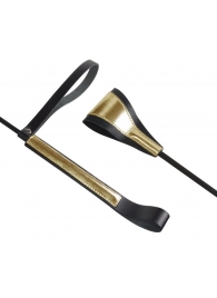 Черно-золотистый стек с хлопушкой из кожи - 62 см. - Sitabella - купить с доставкой в Батайске