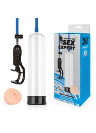 Прозрачная вакуумная помпа Sex Expert с насадкой-вагиной - Sex Expert - в Батайске купить с доставкой