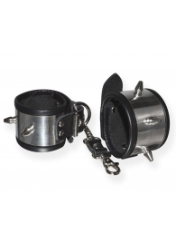 Серебристо-черные наручники с шипами и металлическим блеском - Sitabella - купить с доставкой в Батайске