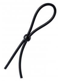 Черное лассо на пенис с одной бусиной - A-toys - в Батайске купить с доставкой