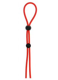 Красное лассо на пенис с двумя бусинами STRETCHY LASSO CAGE - Dream Toys - в Батайске купить с доставкой