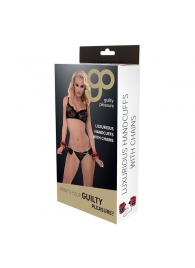Красно-чёрные наручники на металлической цепочке - Blush Novelties - купить с доставкой в Батайске