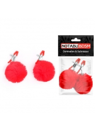 Зажимы для сосков с красным пушком - Notabu - купить с доставкой в Батайске