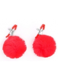 Зажимы для сосков с красным пушком - Notabu - купить с доставкой в Батайске