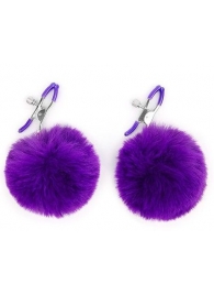 Зажимы для сосков с фиолетовым пушком - Notabu - купить с доставкой в Батайске