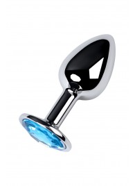 Серебристая конусовидная анальная пробка с голубым кристаллом - 7 см. - ToyFa - купить с доставкой в Батайске