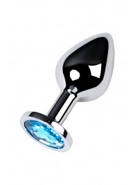 Серебристая конусовидная анальная пробка с голубым кристаллом - 8 см. - ToyFa - купить с доставкой в Батайске