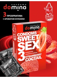 Презервативы для орального секса DOMINO Sweet Sex с ароматом клубничного коктейля  - 3 шт. - Domino - купить с доставкой в Батайске