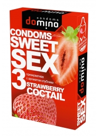 Презервативы для орального секса DOMINO Sweet Sex с ароматом клубничного коктейля  - 3 шт. - Domino - купить с доставкой в Батайске