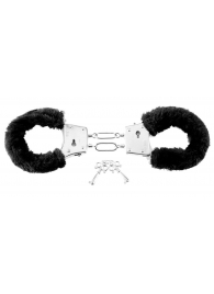 Меховые чёрные наручники Beginner s Furry Cuffs - Pipedream - купить с доставкой в Батайске