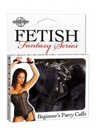 Меховые чёрные наручники Beginner s Furry Cuffs - Pipedream - купить с доставкой в Батайске