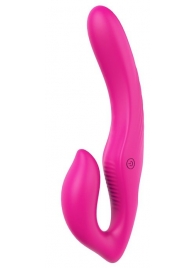 Ярко-розовый безремневой страпон REMOTE DOUBLE DIPPER - 22 см. - Dream Toys - купить с доставкой в Батайске