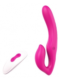 Ярко-розовый безремневой страпон REMOTE DOUBLE DIPPER - 22 см. - Dream Toys - купить с доставкой в Батайске