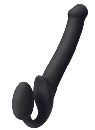 Черный безремневой страпон Silicone Bendable Strap-On M - Strap-on-me - купить с доставкой в Батайске