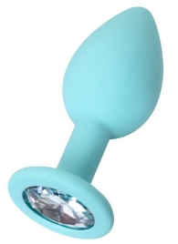 Мятная анальная пробка с прозрачным кристаллом Brilliant - 7 см. - ToyFa - купить с доставкой в Батайске