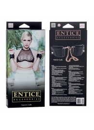 Черные мягкие наручники Entice French Cuffs с цепью - California Exotic Novelties - купить с доставкой в Батайске