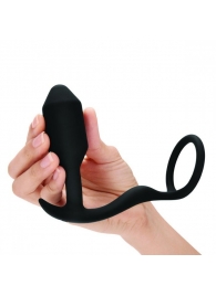 Черное эрекционное кольцо с анальным плагом Snug   Tug - b-Vibe - в Батайске купить с доставкой