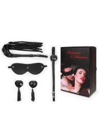 Эротический набор в черном цвете: маска, кляп, пэстисы, плётка - Notabu - купить с доставкой в Батайске