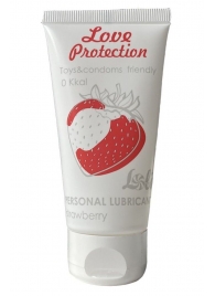 Лубрикант на водной основе с ароматом малины Love Protection Strawberry - 50 мл. - Lola Games - купить с доставкой в Батайске