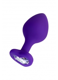 Фиолетовая анальная втулка Diamond Heart с прозрачным кристаллом - 8 см. - ToyFa - купить с доставкой в Батайске