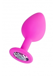 Розовая анальная втулка Brilliant с прозрачным кристаллом - 8 см. - ToyFa - купить с доставкой в Батайске