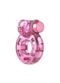 Розовое эрекционное кольцо с вибрацией Pink Bear - Baile - в Батайске купить с доставкой