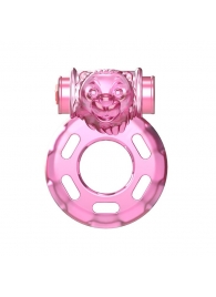 Розовое эрекционное кольцо с вибрацией Pink Bear - Baile - в Батайске купить с доставкой