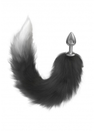 Серебристая анальная пробка с черным хвостом Galaxy - Lola Games - купить с доставкой в Батайске