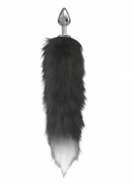 Серебристая анальная пробка с черным хвостом Starlit - Lola Games - купить с доставкой в Батайске