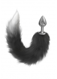 Серебристая анальная пробка с черным хвостом Starlit - Lola Games - купить с доставкой в Батайске