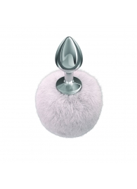 Серебристая анальная пробка с белым пушистым хвостиком Twinkle - Lola Games - купить с доставкой в Батайске