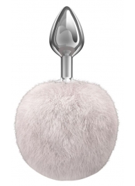 Серебристая анальная пробка с белым пушистым хвостиком Twinkle - Lola Games - купить с доставкой в Батайске