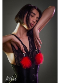 Зажимы на соски с красным пухом Euphoric - Lola Games - купить с доставкой в Батайске