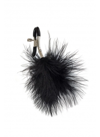 Зажимы на соски с черным пухом Euphoric - Lola Games - купить с доставкой в Батайске