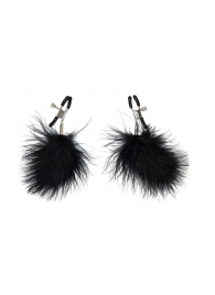 Зажимы на соски с черным пухом Euphoric - Lola Games - купить с доставкой в Батайске