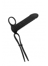 Черная вибронасадка для двойного проникновения Rori - 17 см. - Lola Games - купить с доставкой в Батайске