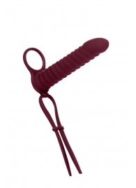 Бордовая вибронасадка для двойного проникновения Rori - 17 см. - Lola Games - купить с доставкой в Батайске