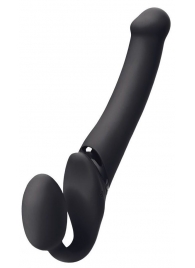 Черный безремневой вибрострапон Silicone Bendable Strap-On M - Strap-on-me - купить с доставкой в Батайске