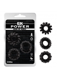 Набор из 3 черных эрекционных колец Gear Up Rings - Chisa - в Батайске купить с доставкой