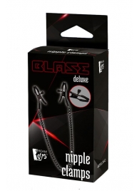 Черные зажимы на соски на цепочке BLAZE DELUXE NIPPLE CLAMPS - Dream Toys - купить с доставкой в Батайске