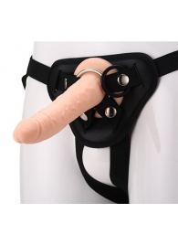 Телесный страпон на черных трусиках STRAP ON REAL DILDO - 20 см. - Dream Toys - купить с доставкой в Батайске