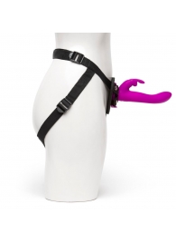 Лиловый страпон Rechargeable Vibrating Strap-On Harness Set - 17,6 см. - Happy Rabbit - купить с доставкой в Батайске