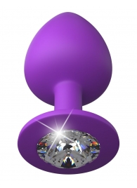 Фиолетовая анальная пробка со стразом Her Little Gem Large Plug - 9,5 см. - Pipedream - купить с доставкой в Батайске