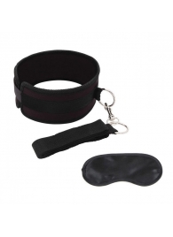 Черный ошейник с длинным поводком Collar and Leash Set - Lux Fetish - купить с доставкой в Батайске