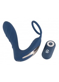 Синий вибростимулятор простаты с кольцом - 14,5 см. - Orion - в Батайске купить с доставкой