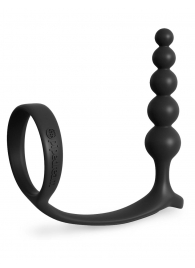 Черная анальная цепочка с эрекционным кольцом Ass-gasm Cockring Anal Beads - Pipedream - в Батайске купить с доставкой