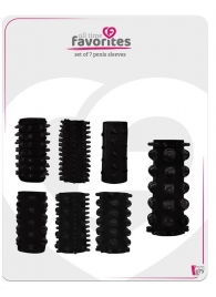 Набор из 7 черных насадок PENIS SLEEVES SET - Dream Toys - в Батайске купить с доставкой