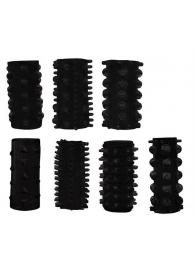 Набор из 7 черных насадок PENIS SLEEVES SET - Dream Toys - в Батайске купить с доставкой