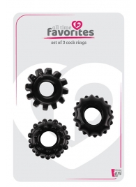 Набор из 3 черных эрекционных колец SET OF 3 COCKRINGS - Dream Toys - в Батайске купить с доставкой